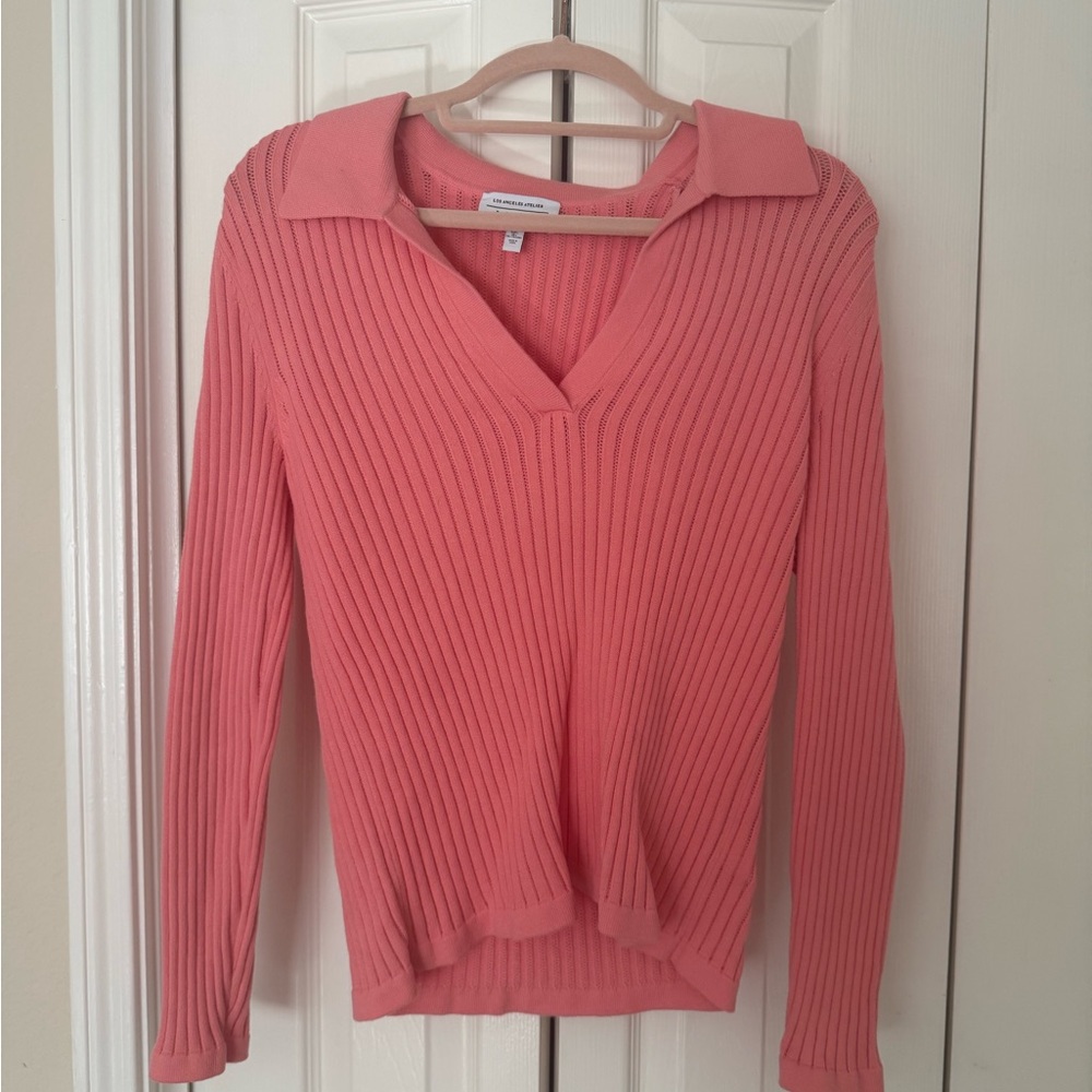 Anthropologie & Other Stories Coral V-Neck Sweater Size L